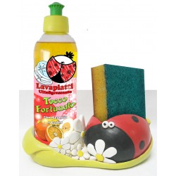 Set Piatti Coccinalle con Spugna e Detersivo