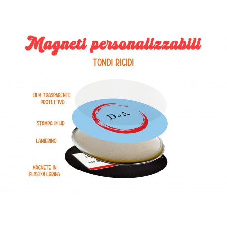 Magnete Rigido Tondo 6,5 cm Personalizzato (min. 30 pezzi)