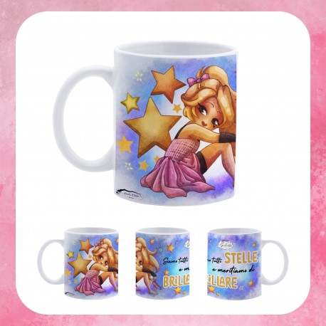 Tazza Giulietta con illustrazione e frase Siamo tutti stelle e meritiamo di brillare