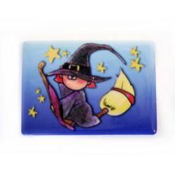 Magneti in Ceramica  "Strega sulla Scopa e Stelle"